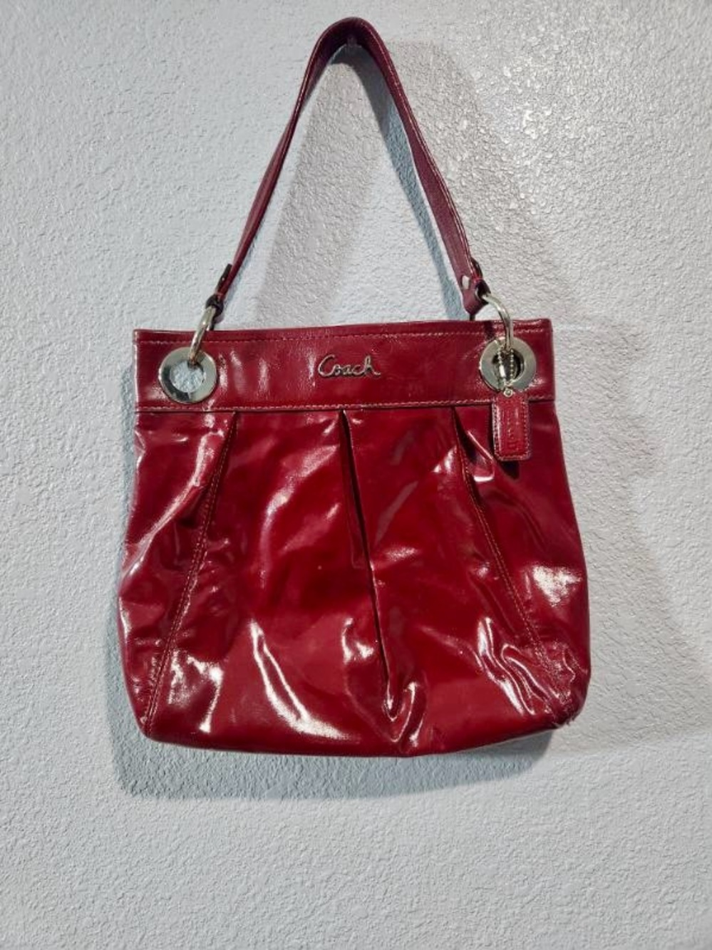 Coach Red Patent Leather Shoulder Tote